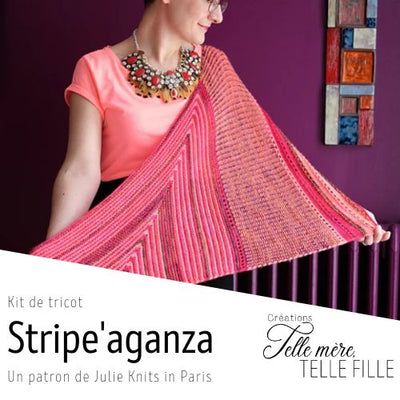 Kit de tricot - Châle Stripe'aganza de Julie Knits in Paris
